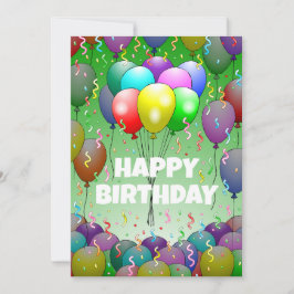美しい誕生日バルーンと紙吹雪 カード