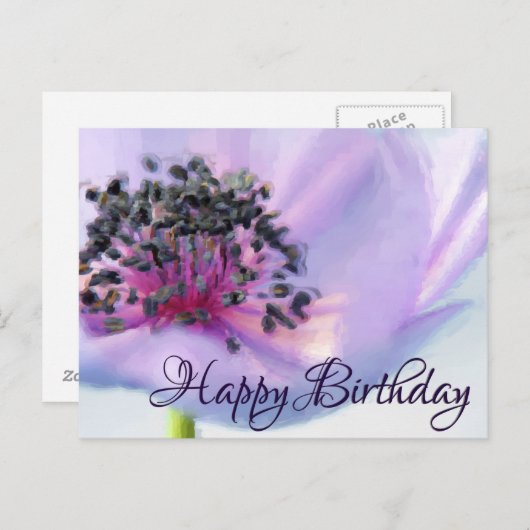 美しい誕生日フラワークローズアップパステルスケッチ ポストカード (正面/裏面)