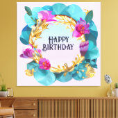 美しい誕生日フローラリース キャンバスプリント (インサイチュ (リビング))