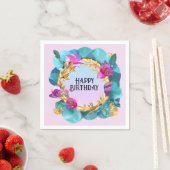 美しい誕生日フローラリース スタンダードカクテルナプキン (インサイチュ)