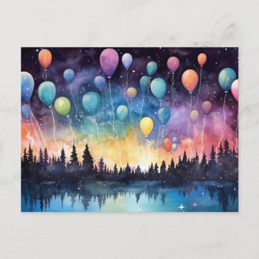 美しい誕生日湖景のグリーティングカード ポストカード (正面)