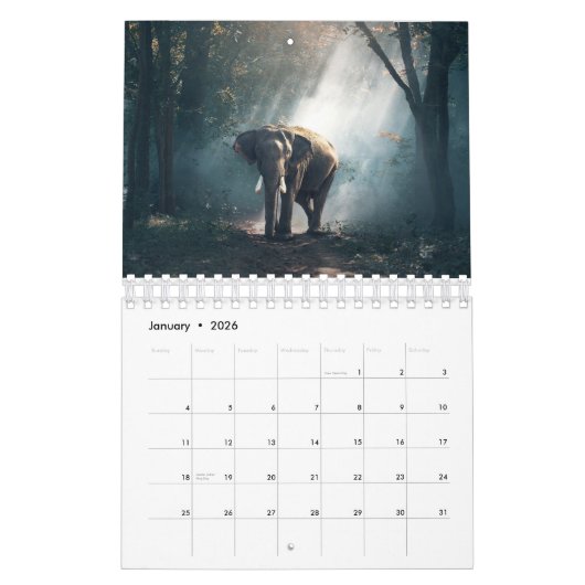 美しい象の写真 カレンダー (1月 2026)