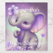 美しい象の紫色の赤ちゃんシャワーワインラベル ワインラベル (シングルラベル)