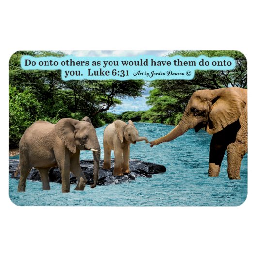 美しい象の聖なる書物、 経典マグネットルーク6:31 マグネット (横)
