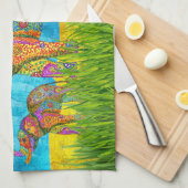 美しい象カラフルのキッチンタオル キッチンタオル (四つ折り)