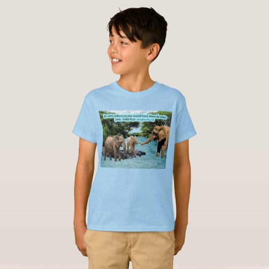 美しい象聖なる書物、 経典ルカ6:31 Tシャツ (正面フル)