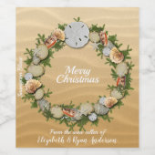 美しい貝の砂ドルのヒトデのクリスマス ワインラベル (シングルラベル)