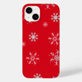 美しい赤いイラストの雪の結晶 赤い背景 Case-Mate iPhone 14ケース