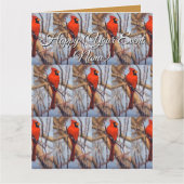 美しい赤いカーディナル鳥が枝に止まっている カード (正面)