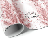 美しい赤いクリスマスの松の木の雪の装飾 ラッピングペーパー (ロールコーナー)