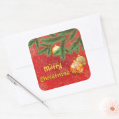 美しい赤いクリスマスインスパイア スクエアシール (封筒)