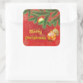 美しい赤いクリスマスインスパイア スクエアシール (バッグ)