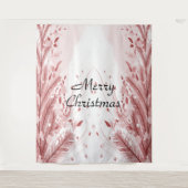 美しい赤いクリスマスツリーの雪の装飾 タペストリー (正面)