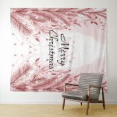 美しい赤いクリスマスツリーの雪の飾り タペストリー (インサイチュ(横))