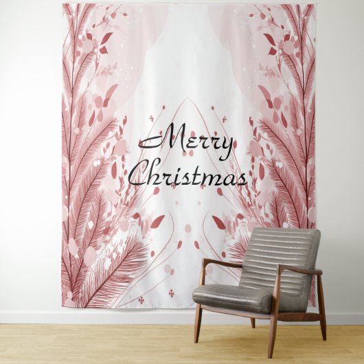 美しい赤いクリスマスツリーの雪の飾り タペストリー (インサイチュ)