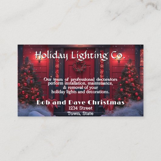 美しい赤いクリスマスドアライトパインツリー 名刺 (正面)