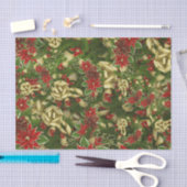 美しい赤いクリスマスポインセチア模様 薄葉紙 (クラフト)