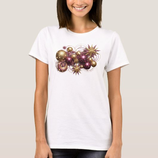 美しい赤いクリスマスマジック グラフィックTシャツ Tシャツ (正面)