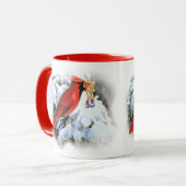 美しい赤いクリスマス カーディナル ウェルカム クリスマス マグカップ (正面左)