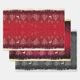 美しい赤いクリスマス ラッピングペーパーシート