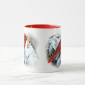 美しい赤いクリスマス(鳥)ショウジョウコウカンチョウウェルカムクリスマス マグカップ (中央)