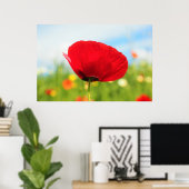 美しい赤いケシの花 ポスター (ホームオフィス)