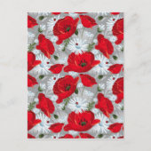 美しい赤いケシ、白いデイジーとラディバグ ポストカード (正面)