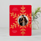 美しい赤いスノーフレーク写真クリスマスフォイルカード 箔シーズンカード (立ち正面)