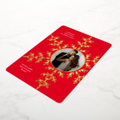 美しい赤いスノーフレーク写真クリスマスフォイルカード 箔シーズンカード (回転した状態)