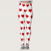 美しい赤いハートは白で印刷 レギンス (正面)
