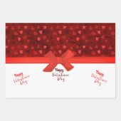 美しい赤いハートボウバレンタイン ラッピングペーパーシート (正面)