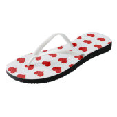 美しい赤いハート印刷された白いビーチサンダル ビーチサンダル (アングル)