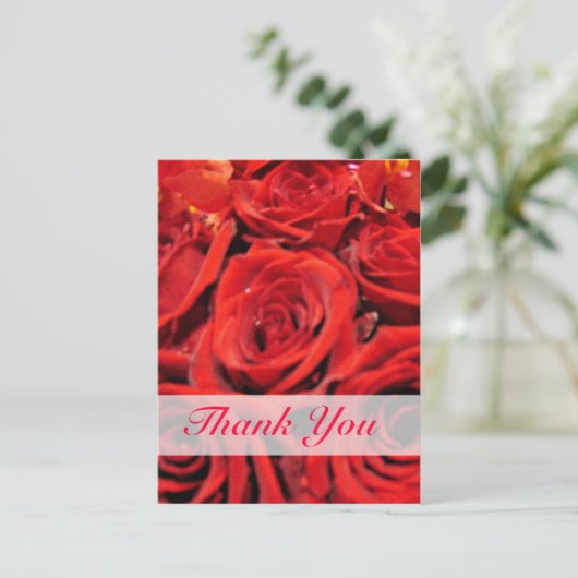 美しい赤いバラありがとう ポストカード (スタンド正面)