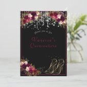 美しい赤いバラが輝く星たち ハイヒール キンカ 招待状 (スタンド正面)