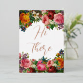 美しい赤いバラこんにちはグリーティングカード 箔招待状 (立ち正面)