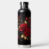 美しい赤いバラと蝶 ウォーターボトル (左面)