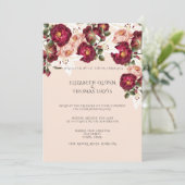 美しい赤いバラのピンク牡丹ホワイトリリー 招待状 (スタンド正面)