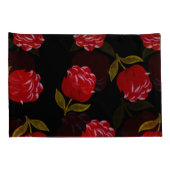 美しい赤いバラの刺繍シームレス 枕カバー (裏面-右)