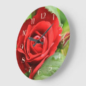美しい赤いバラの花の花の軽い数 ラージ壁時計 (傾斜)