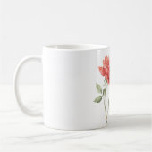 美しい赤いバラの花 コーヒーマグカップ (左)