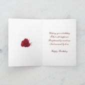 美しい赤いバラの誕生日の写真カード カード (内部)