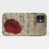 美しい赤いバラの音楽のノートは色あせたピアノを渦巻く Case-Mate iPhoneケース (裏面(横))