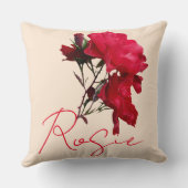 美しい赤いバラ名Rosieカスタマイズ可能かわいらし クッション (裏面)