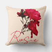 美しい赤いバラ名Rosieカスタマイズ可能かわいらし クッション (正面)