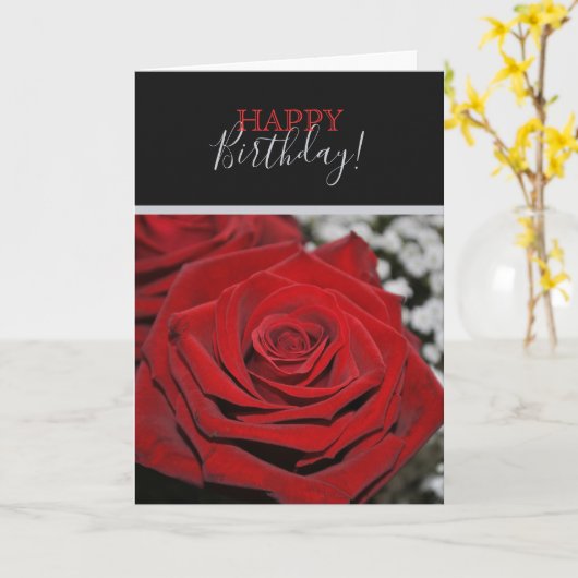 美しい赤いバラ カード (黄色い花)
