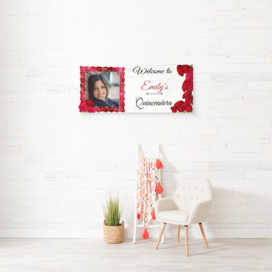 美しい赤いバラ, グリッター, キンセアニエラ, オーダーメイド 横断幕 (インサイチュ)