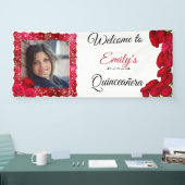 美しい赤いバラ, グリッター, キンセアニエラ, オーダーメイド 横断幕 (トレードショー)