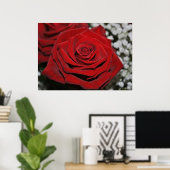 美しい赤いバラ ポスター (ホームオフィス)