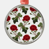 美しい赤いバラ メタルオーナメント (正面)
