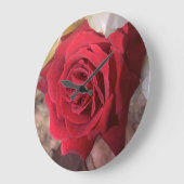 美しい赤いバラ ラージ壁時計 (傾斜)